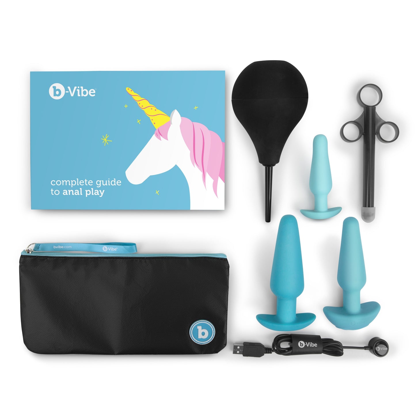 b-Vibe Anal Training & Education Set Plug Kit with Lube Launcher & Enema