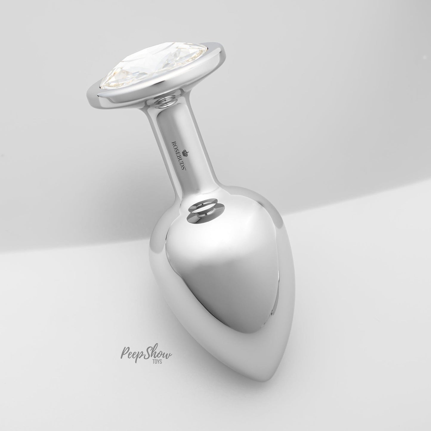 Rosebuds Stainless Steel Butt Plug - Clear Swarovski Crystal - 2 Sizes
