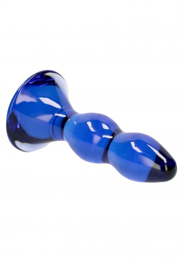 Pleaser Blue Glass Butt Plug by Chrystalino