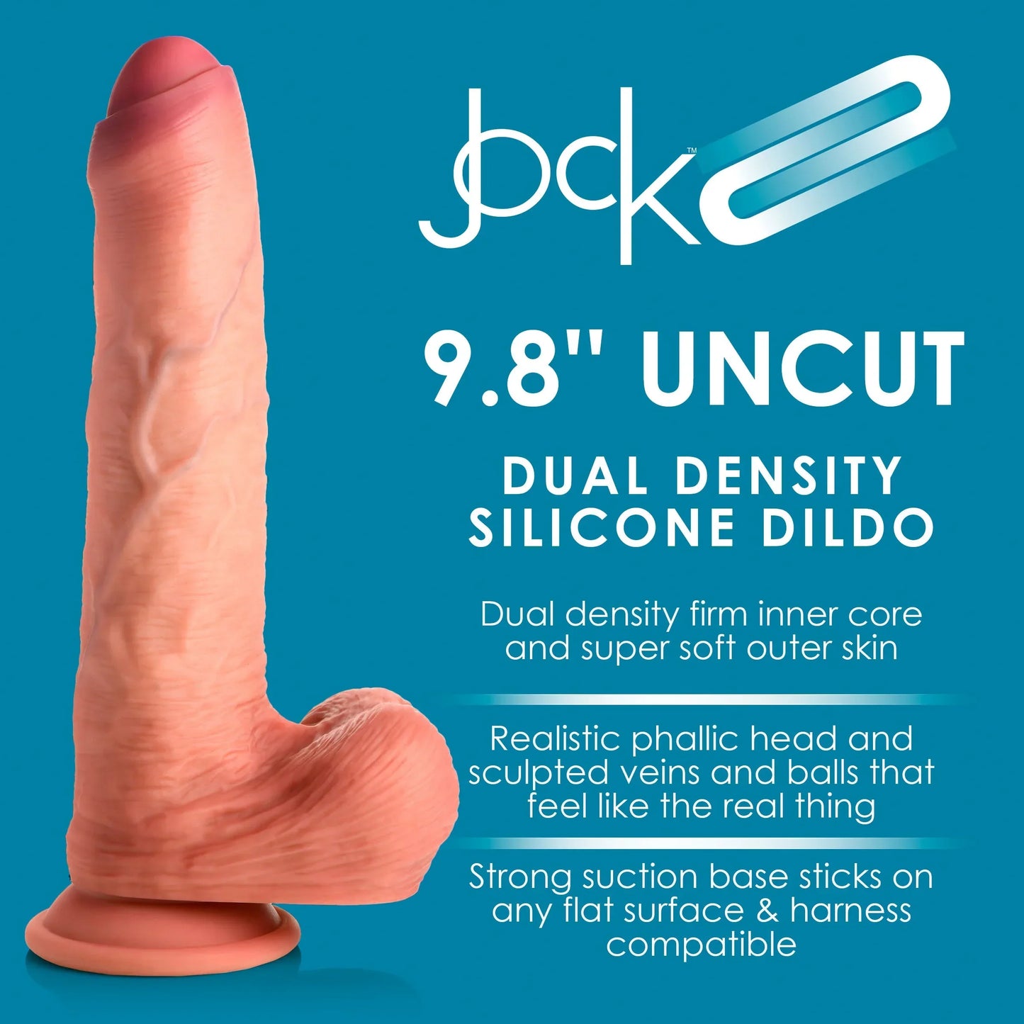 Jock Uncut 9.8" Dual-Density Silicone Dildo with Foreskin