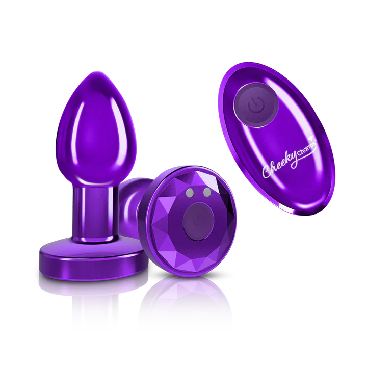 Cheeky Charms Vibrating Metal Butt Plug with Remote Control