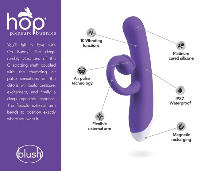 Hop Oh Bunny - Air Pulse Rabbit Vibrator with Bendable Clitoral Arm