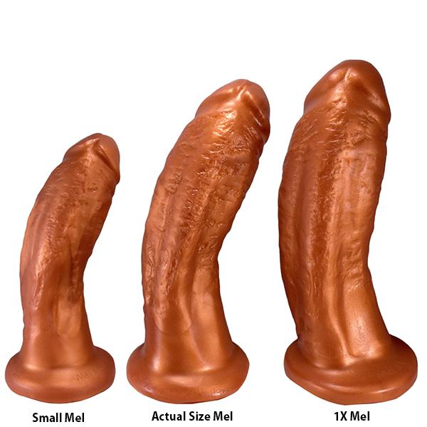 SquarePegToys® Mel Harness SuperSoft Bronze Silicone Dildo with Suction Cup
