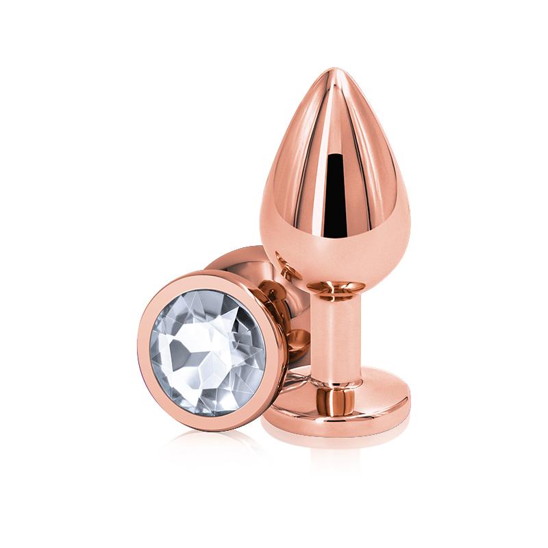 Rear Assets Rose Gold + Clear Gem Anal Plug by NS