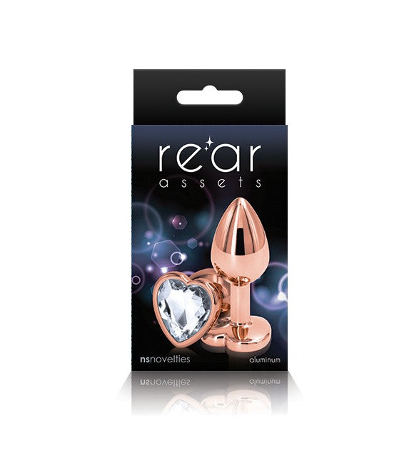 Rear Assets Rose Gold + Gem Heart Anal Plug by NS