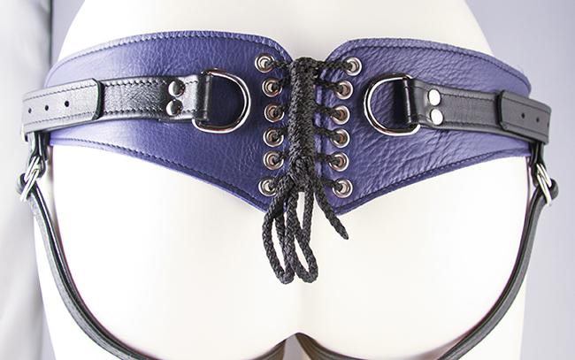 Aslan Prince Minx Purple Leather Strap-On Harness