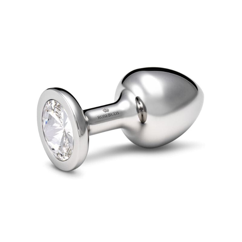 Rosebuds Stainless Steel Butt Plug - Clear Swarovski Crystal - 2 Sizes
