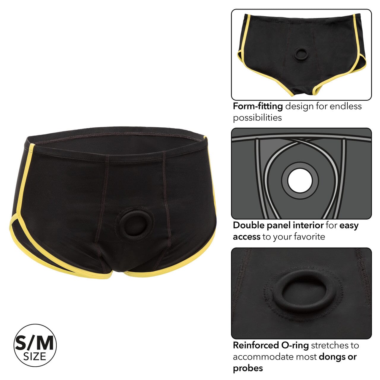 Boundless™ Black & Yellow Brief Strap-On Harness - Choice of 3 Sizes
