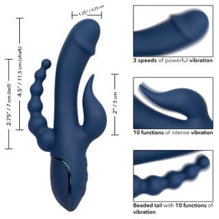 III Triple Orgasm - Fluttering Rabbit Vibrator with Anal Beaded Probe