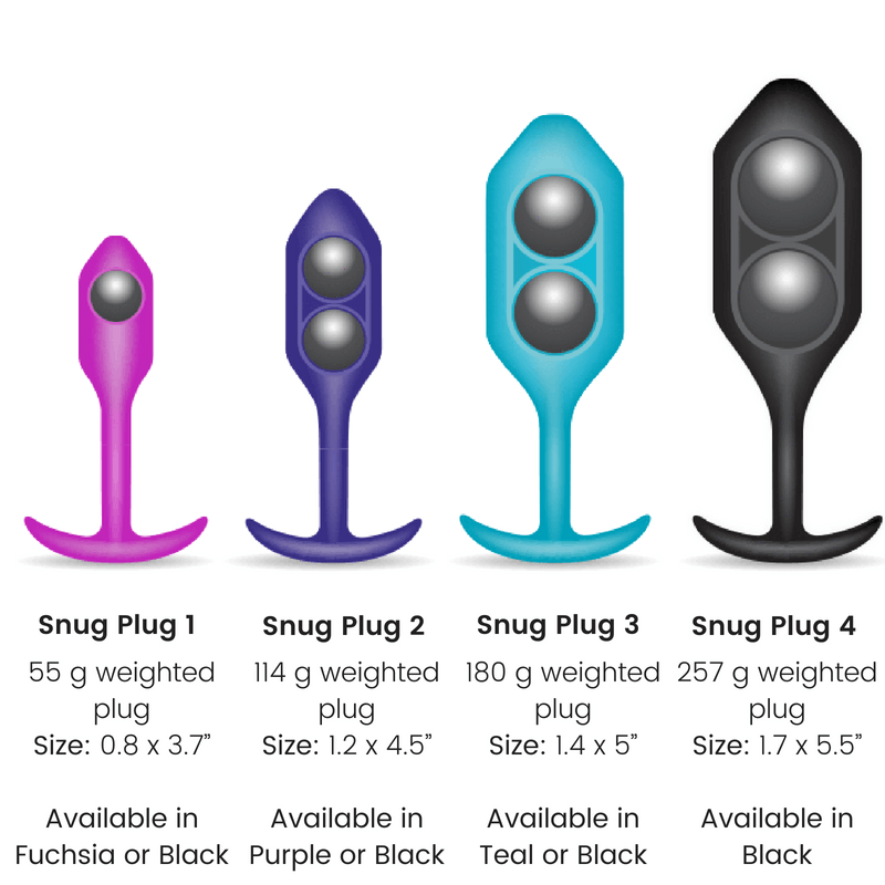 b-Vibe Snug Plug Weighted Silicone Butt Plugs - 7 Sizes