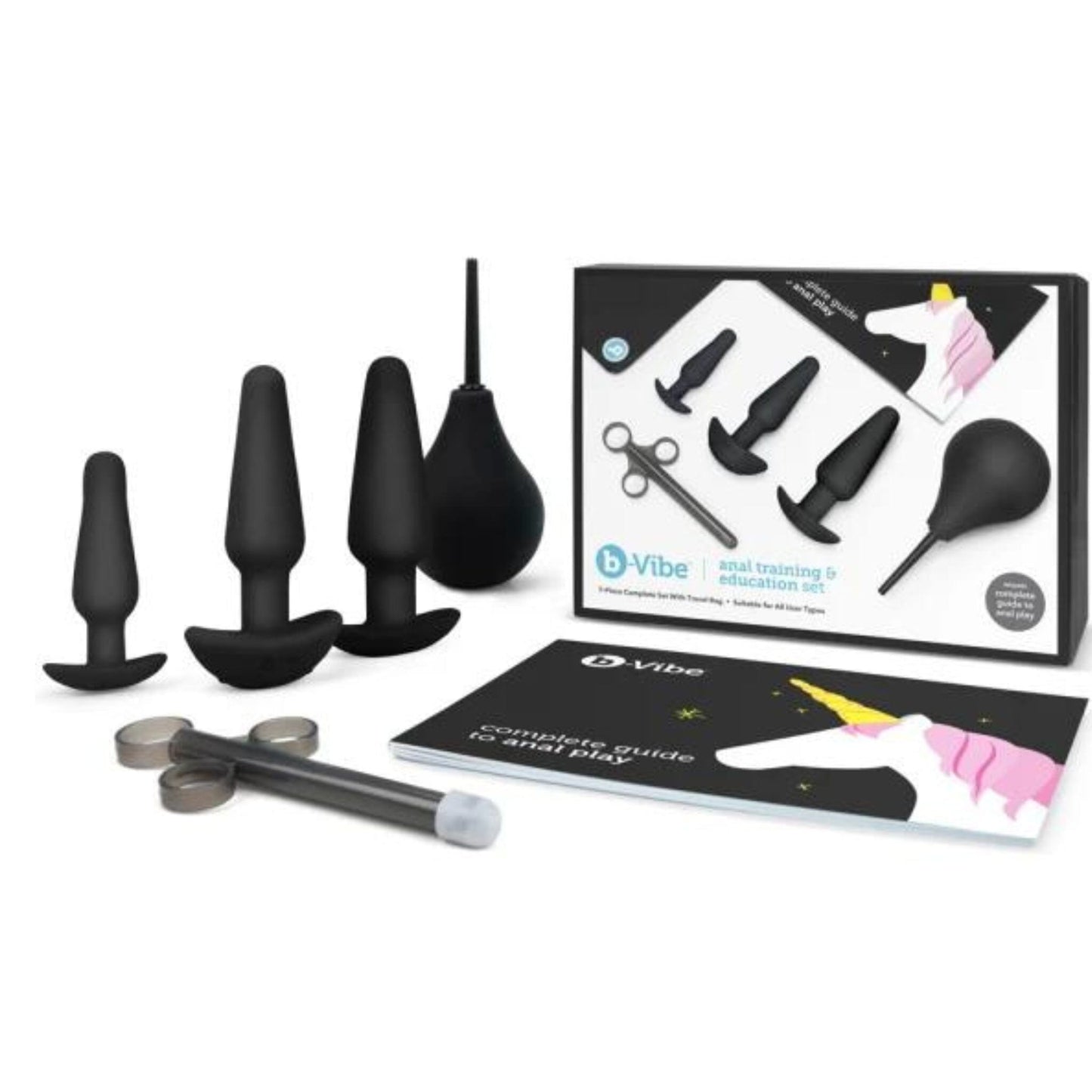 b-Vibe Anal Training & Education Set Plug Kit with Lube Launcher & Enema