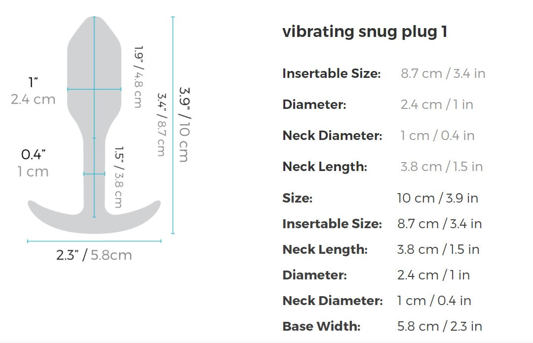 b-Vibe Vibrating Snug Plug Weighted Silicone Butt Plug