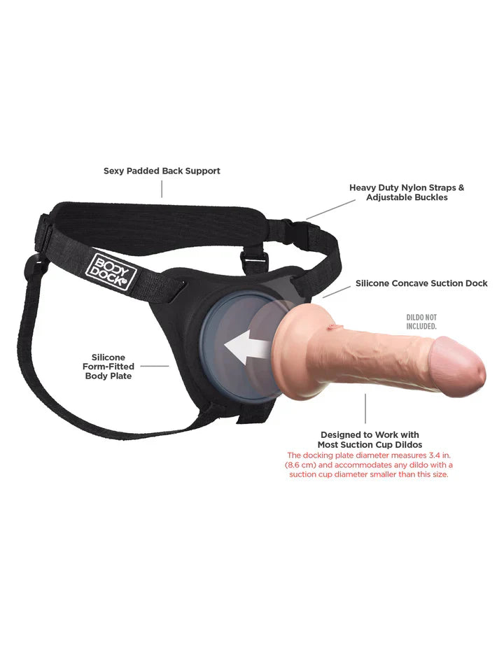 Body Dock Elite Harness for Suction Cup Dildos, Padded Backing
