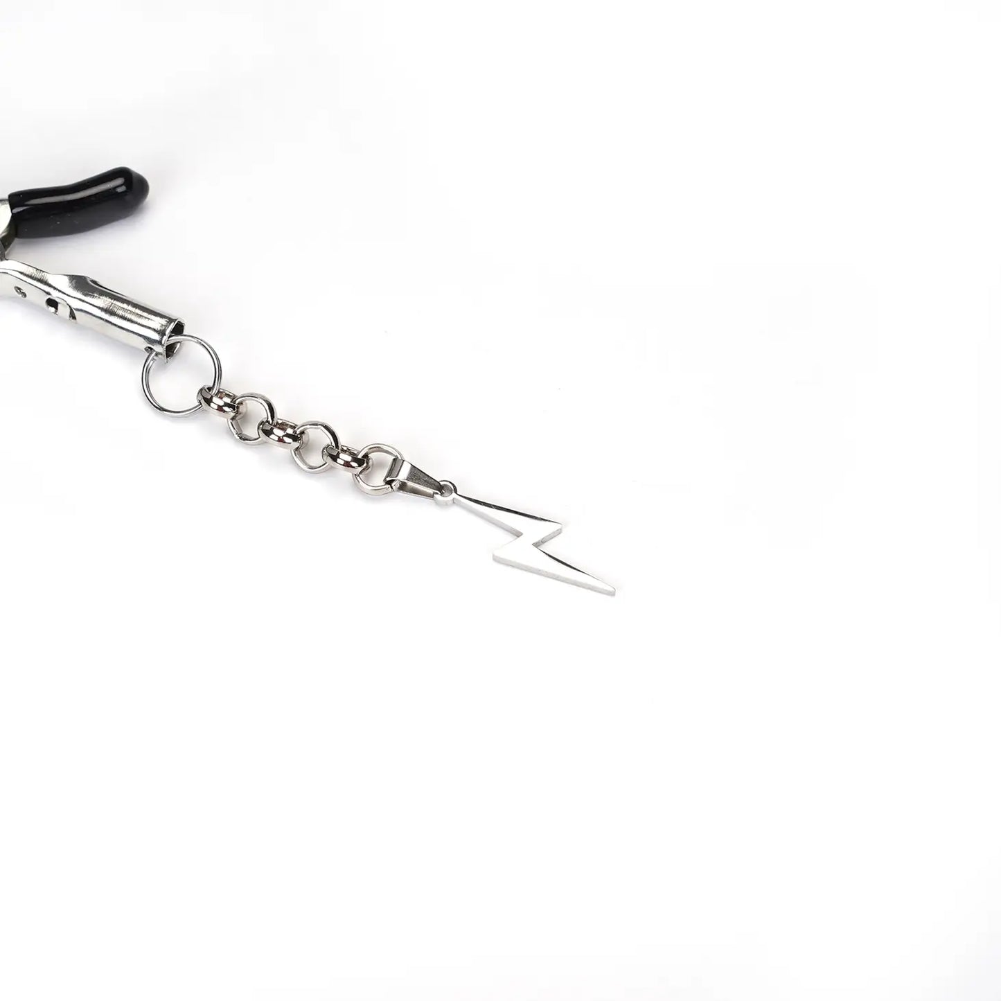 Silver Nipple Clamps with Lightning Bolts