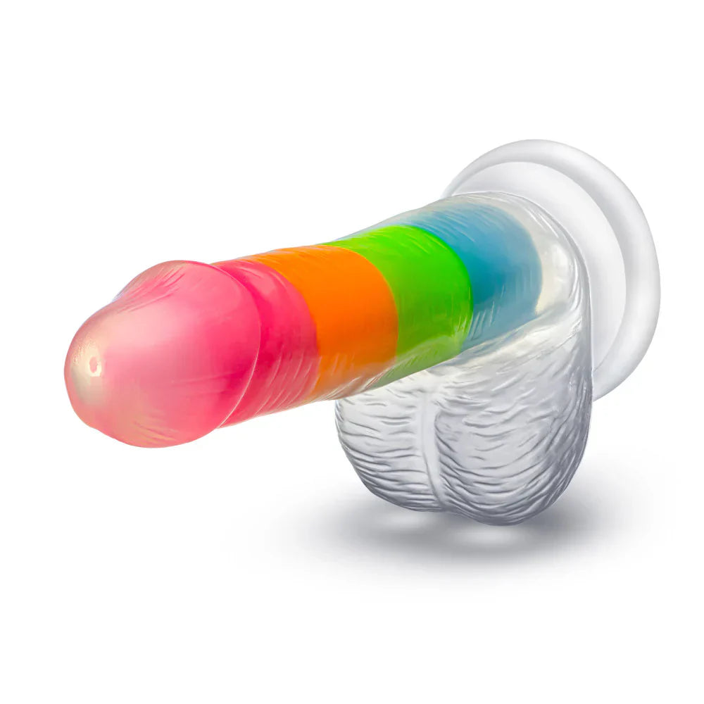 Neo Elite Rainbow Rave - Glow + Dual-Density Suction Cup Dildo