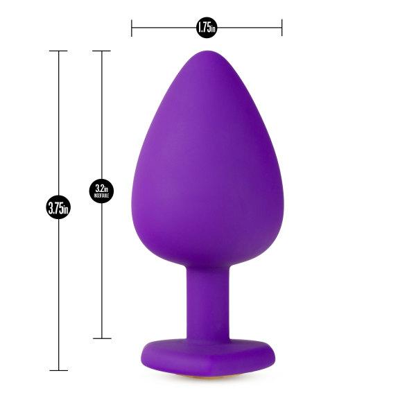Blush Temptasia Bling Butt Plugs, Purple with Gold Gemstone - 3 Sizes