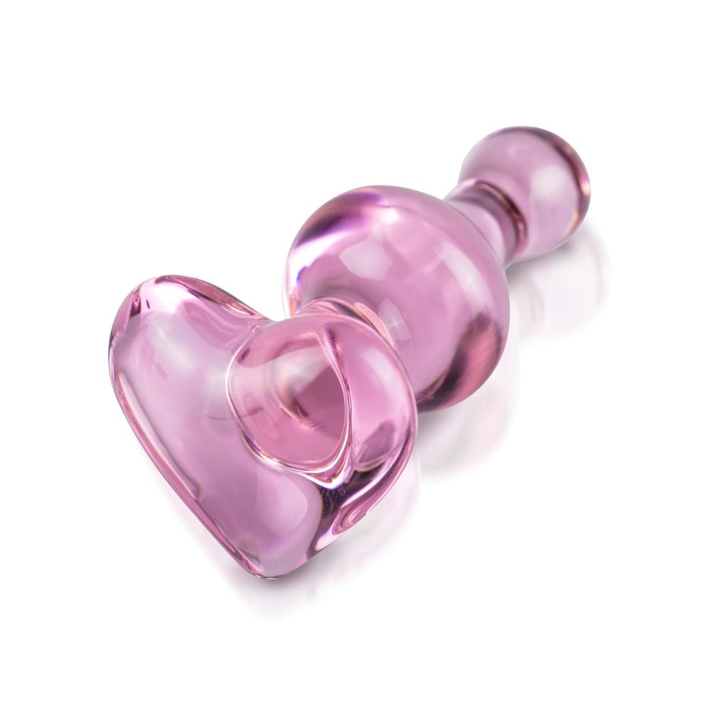 Icicles No. 75 Pink Glass Anal Plug With Heart Shaped Base