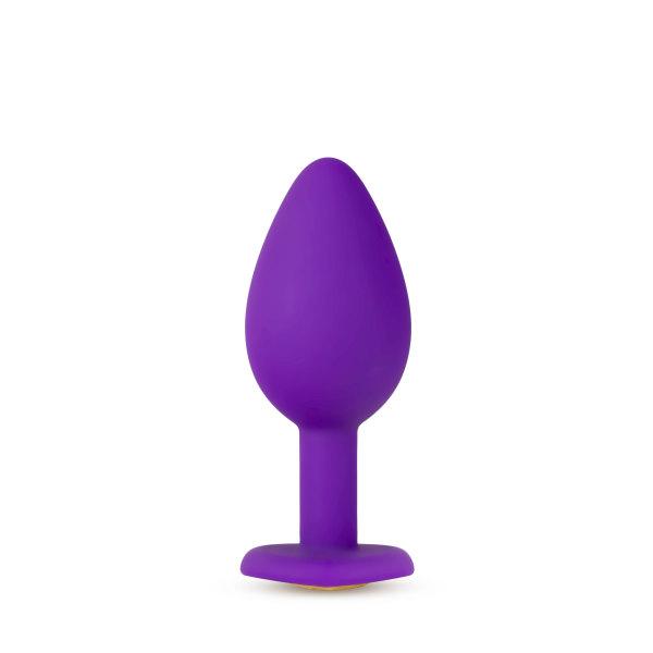Blush Temptasia Bling Butt Plugs, Purple with Gold Gemstone - 3 Sizes