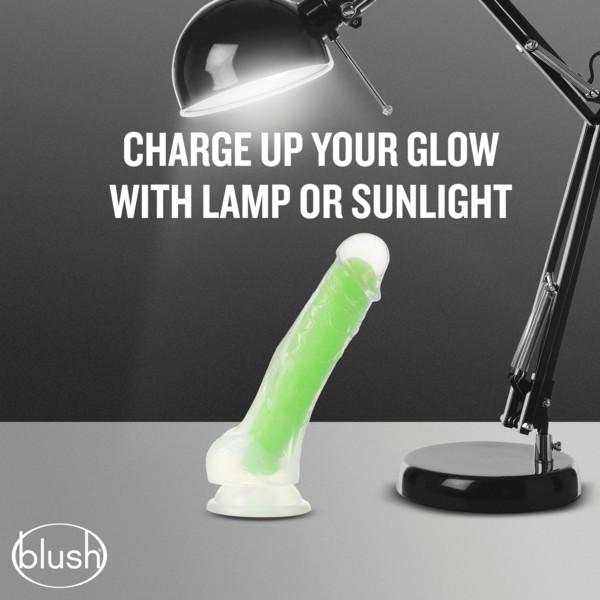 Blush Neo Elite GLOW in the Dark 7.5 Inch with Balls Silicone Dual Density Suction Cup Dildo