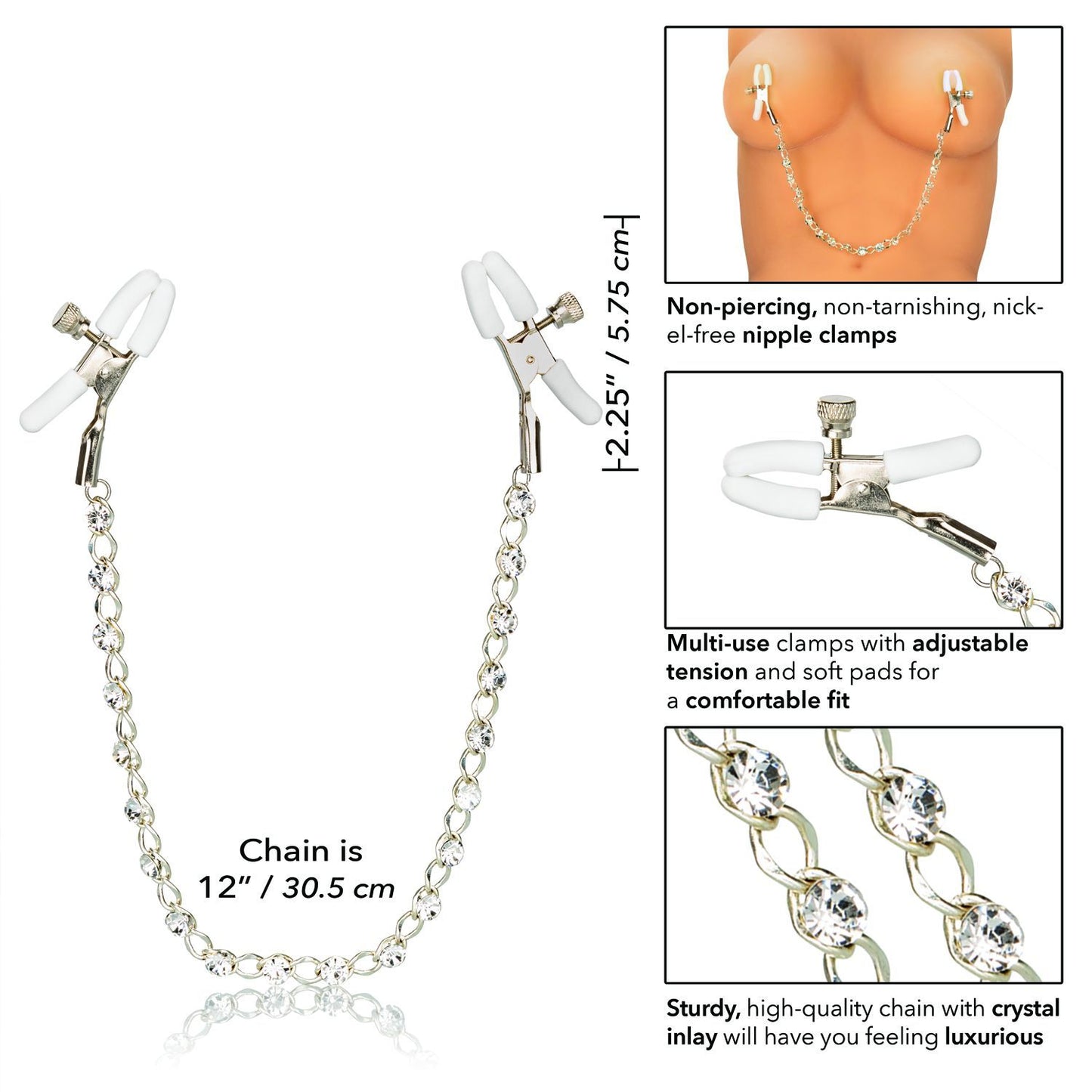 CalExotics Nipple Play Nipple Clamps with Crystal Chain