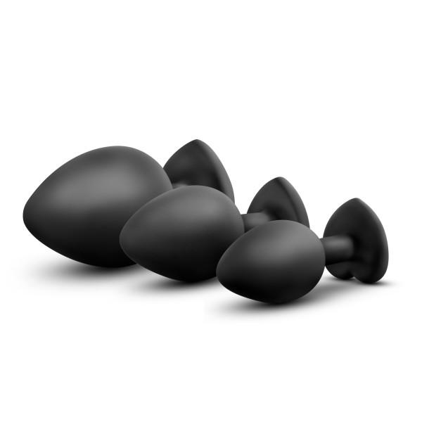 Luxe Bling Plugs Silicone Butt Plug Training Kit with Red Gems