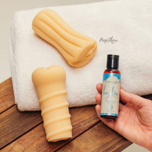 Two Soft-Silicone Strokers & Lube Bundle