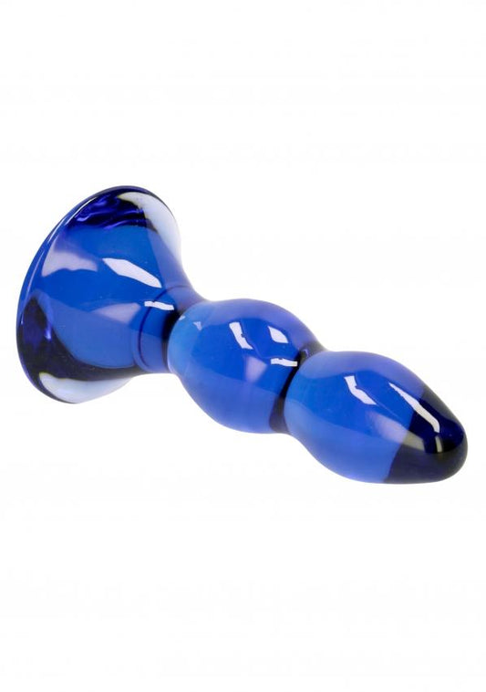 Pleaser Blue Glass Butt Plug by Chrystalino