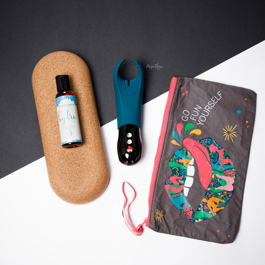 Fun Factory Manta Penis Vibrator + Toy Bag & Free Hydra 2oz Lube Bundle