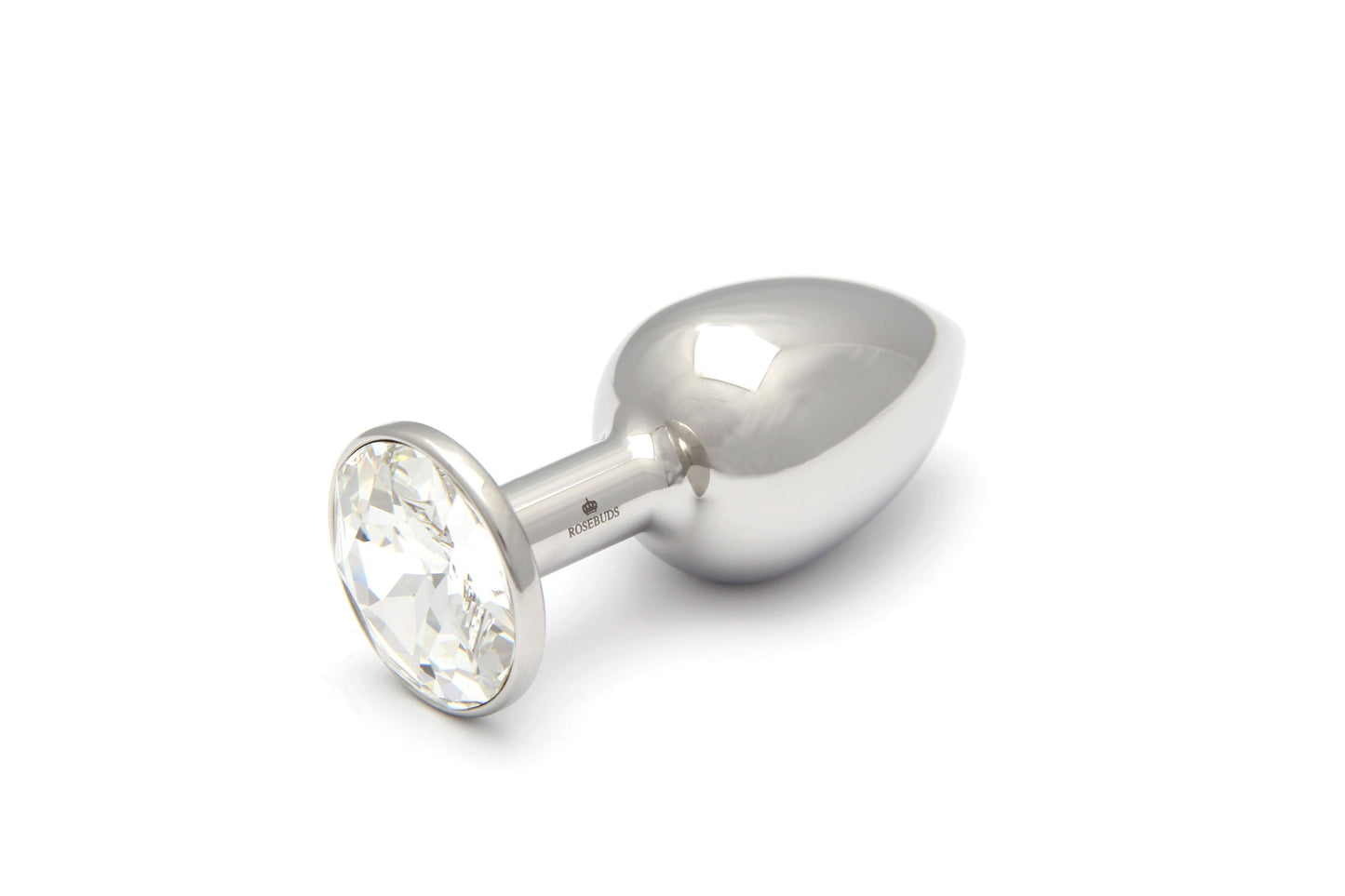 Rosebuds Stainless Steel Butt Plug - Clear Swarovski Crystal - 2 Sizes