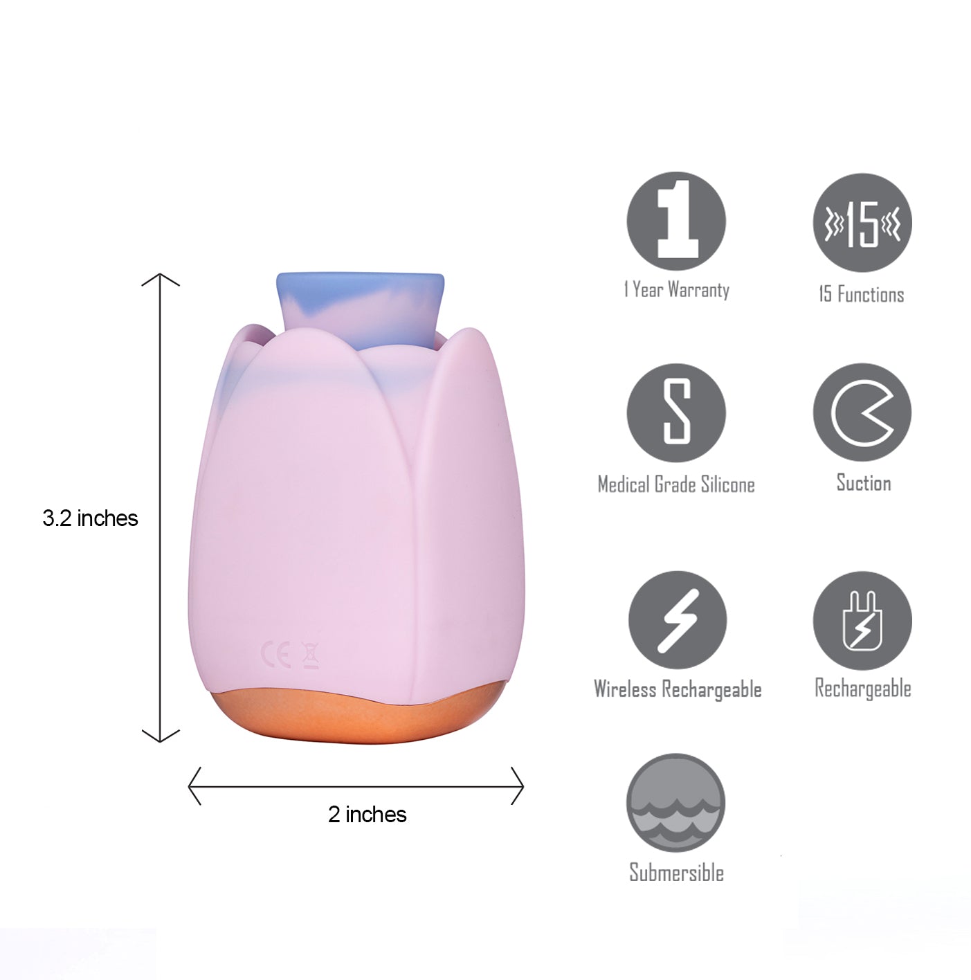 Tulip Suction Rose Vibrator with Phone Charger by Maia