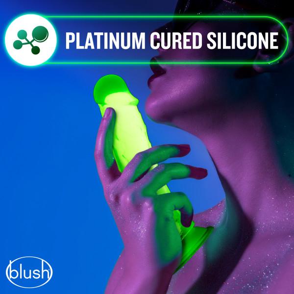 Blush Neo Elite GLOW in the Dark 7.5 Inch with Balls Silicone Dual Density Suction Cup Dildo