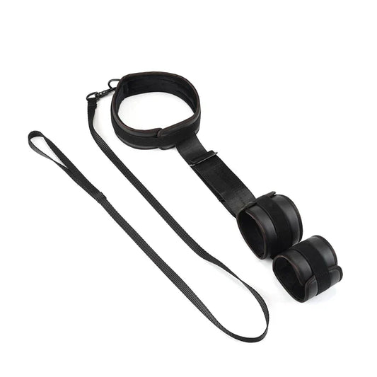 Vegan Fetish Wrist to Collar Restraints