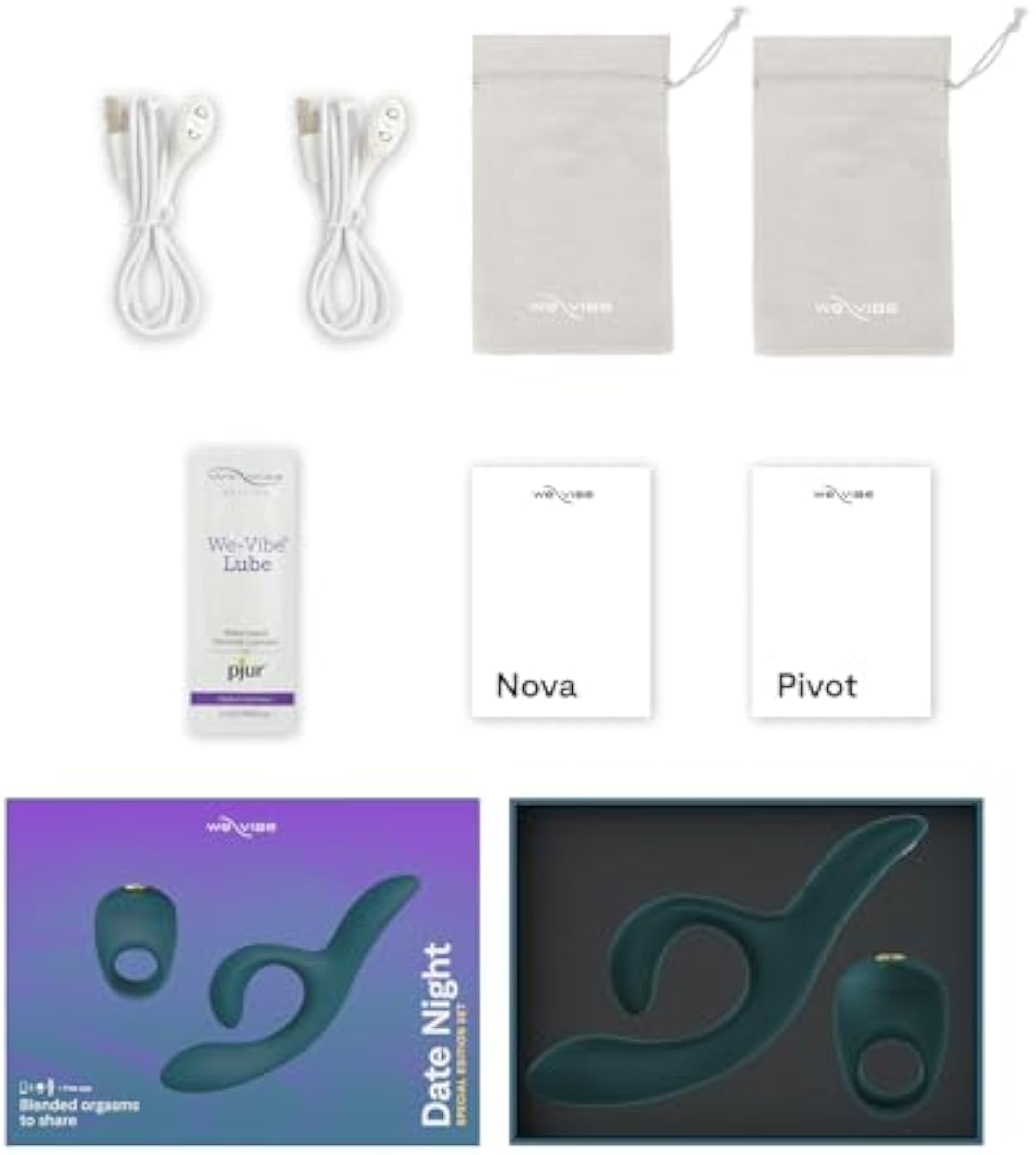 We-Vibe Date Night Couples Sex Toy Kit G Spot Rabbit Vibrator & Vibrating Cock Ring